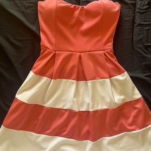 Coral mini dress, thick material